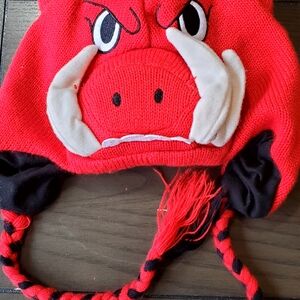 Red Animal Design Knit Hat